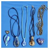 Lot of Assorted Art Glass Pendant Necklaces