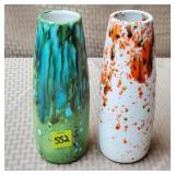 Pair of MCM Ceramic Painted Vases 7 3/4" H