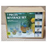 Floral 7 Piece Beverage Set, NIB