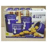 Blue Four Piece Canister Set, NIB