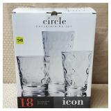 Icon Glassware Circle 18 Pc Entertaining Set, NIB
