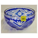 Large Cobalt Blue Crystal Centerpiece Bowl