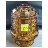 6 1/2" H Amber Glass Fairy Lamp, has chip