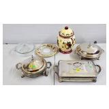 Mixed Serveware, Pyrex, Silverplate & Italian