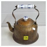 Vintage Copper Teapot w/ Porcelain Handles & Knob