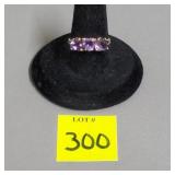 B 10KT 3Heart Amethyst Gold Ring