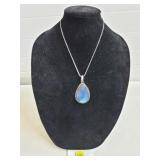 German Silver Blue Labradorite Necklace w/ Chain