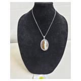 German Silver Chrysoprase Necklace w/ Chain