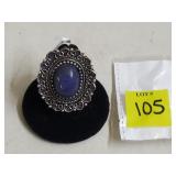 German Silver Lapis Ring, Size 7