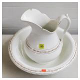 12" Antique Floral Pitcher & Washbowl