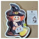 1993 Wilton Cute Witch Aluminum Cake Pan w/ Label