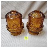 Pair of (2) Amber Glass Fairy Lamps