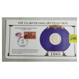 1883 Morgan Silver Dollar w/ Stamps Commemorative