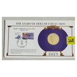1927 Peace Silver Dollar w/ Stamps Commemorative