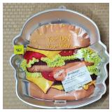 1986 Wilton Hamburger Aluminum Cake Pan w/ Label