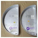 1987 Lot of (2) Wilton 18" HalfRound Aluminum Cake