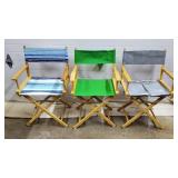 Lot of 3 Wood Director Chairs w/ Extra VinylCovers