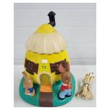 Vintage Easter Bunny Ceramic Hut Light