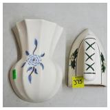 Lot of 2 Vintage Wall Pockets, Iron & Vase