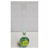 9 1/2" H Green Art Glass Bubble Bud Vase