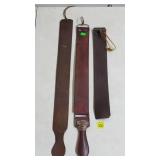 (3) Vintage Leather Barber Straps