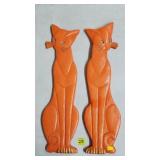 Retro Chalkware / Plaster Wall Cats (Pair)