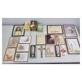 Lot of Religious Plaques, Pictures, Cross, Cards