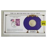 1889 Morgan Silver Dollar w/ Stamps Commemorative