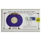 1890 Morgan Silver Dollar w/ Stamps Commemorative