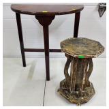 Vtg Wood Hallway Table & Vtg Planter Table