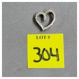 14KT White Gold Diamonique Heart Pendant