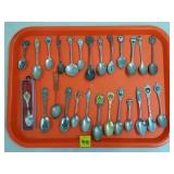 Tray Lot of Assorted Collector Spoons