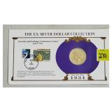 1934 Peace Silver Dollar w/ Stamps Commemorative