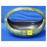 Royal Haeger Green Glaze Ribbed Basket Planter