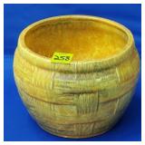 Royal Haeger Basket Weaved Mottled Amber Glaze