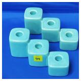 Pair of Royal Haeger Aqua 3 Tier Block Candle