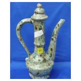 Tall Drip Glaze Mid Century Art Ewer, 15 1/2" H