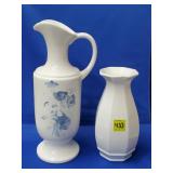 Royal Haeger Blue Floral Pitcher & Bud Vase Lot