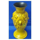 Royal Haeger Yellow Scuplted Relief Vase, 12" H