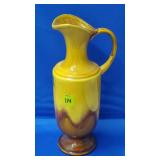 Royal Haeger Yellow/Brown Drip Ewer Pitcher - MCM