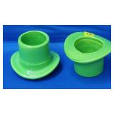 Set of 2 Royal Haeger Green Glaze Top Hat Planters