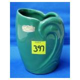 Royal Haeger Green w/ Gold Trimmed Swil Vase