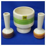 Royal Haeger Green Rimmed Pedestal Planter