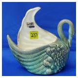 Royal Haeger Teal & Brown Glaze Swan Planter