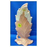 Royal Haeger R320 Coral Glaze Leaf Vase - MCM