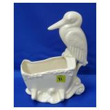 Royal Haeger Creamy White Stork on Crib Planter