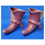 Pair of Royal Haeger Burgundy Glaze Cornucopias