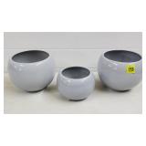 Lot of 3 Royal Haeger Blue-Gray Round Planters