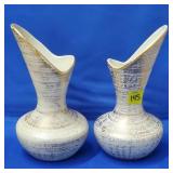 Set of Royal Haeger #413 Gold Tweed 22k Gold Vases