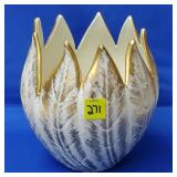 Royal Haeger 499-S Gold Tweed 22k Gold Leaf Vase